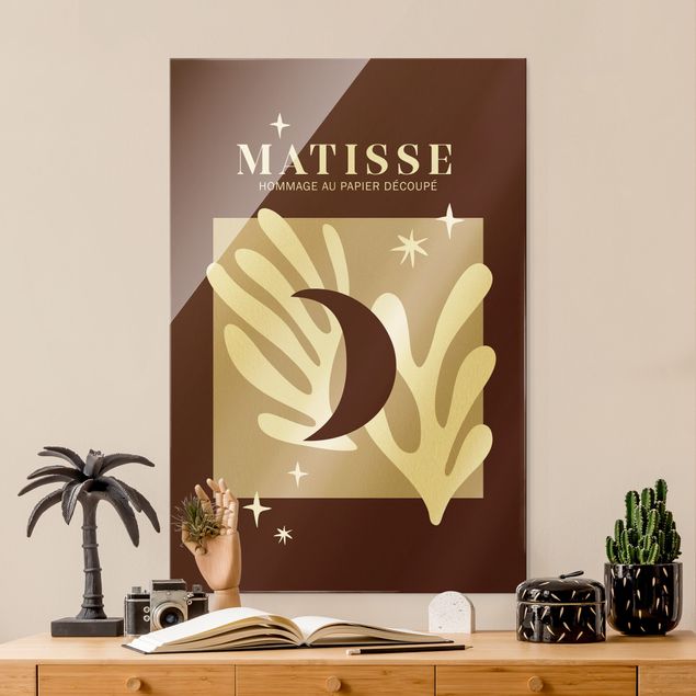Lavagna magnetica vetro Interpretazione Matisse - Luna e stelle rosso
