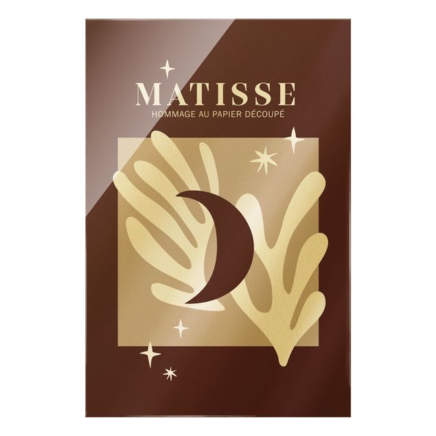 Quadro in vetro - Matisse Interpretation - Luna e stelle in rosso - Formato verticale