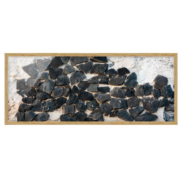 Poster con cornice - Muro con pietre nere