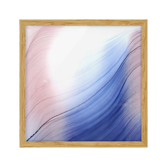 Poster con cornice - Danza di colori mélange blu con rosa