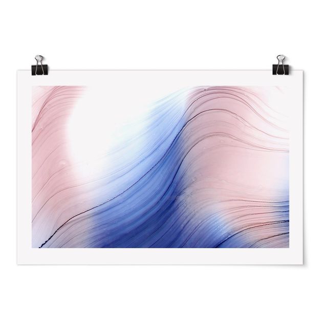 Poster - Danza di colori mélange blu con rosa