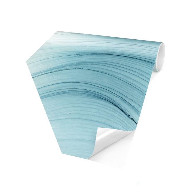 Carta da parati esagonale adesiva con disegni - Tocco mélange di blu