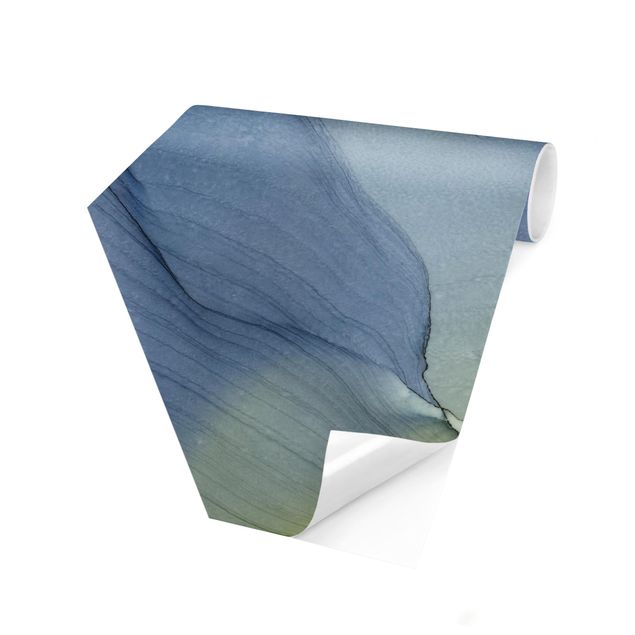 Carta da parati esagonale adesiva con disegni - Mélange di grigio bluastro con verde muschio