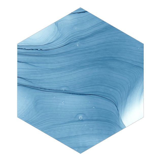 Carta da parati esagonale adesiva con disegni - Mélange in blu chiaro
