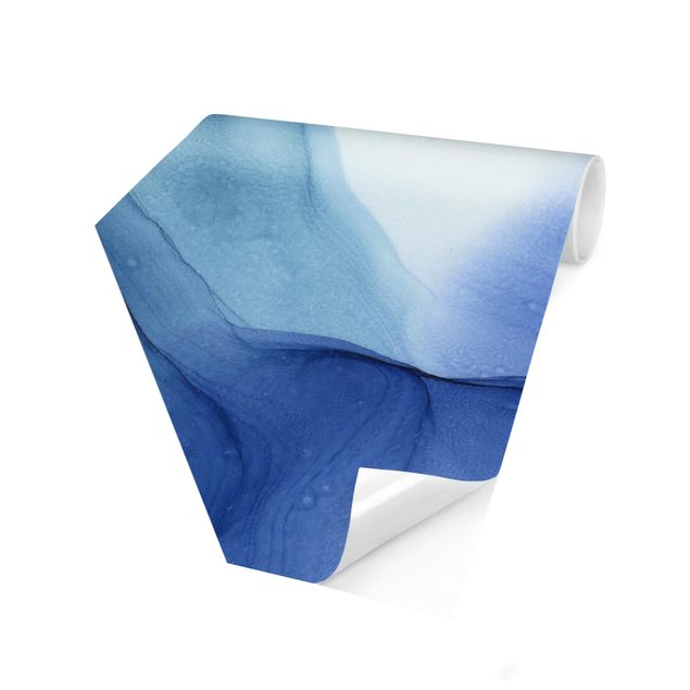 Carta da parati esagonale adesiva con disegni - Mélange di inchiostro blu