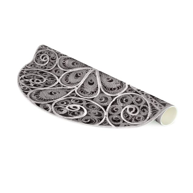Tappeto in vinile rotondo - Ornamento mandala metallico argentato