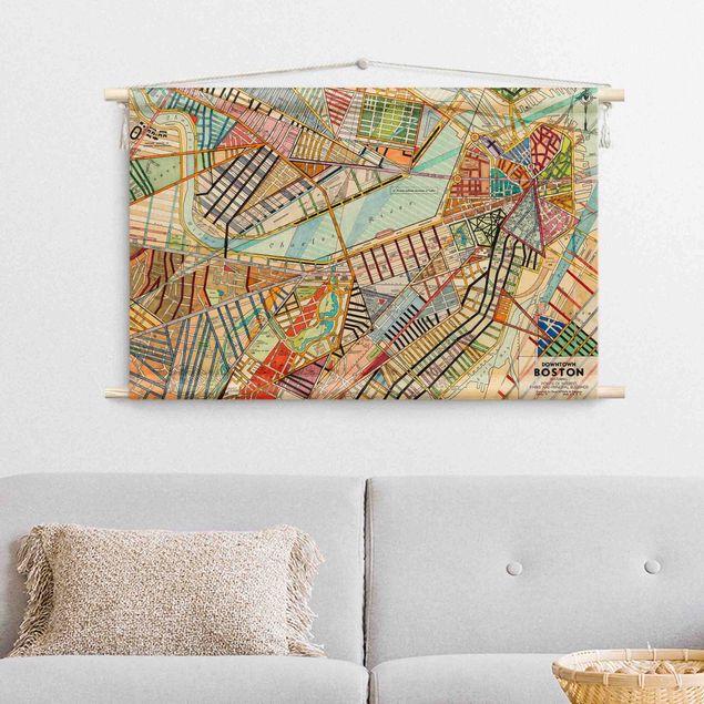 Arazzi da parete mappa del mondo Cartina moderna di Boston