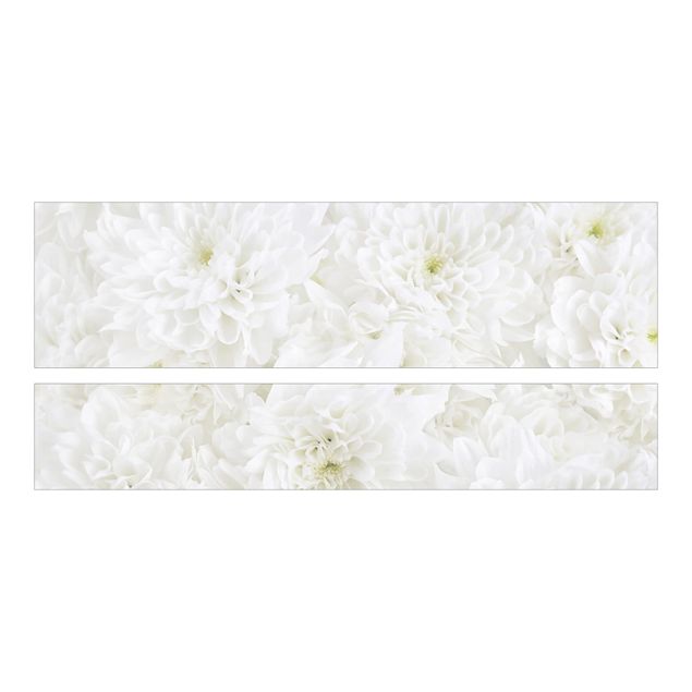 Carta adesiva per mobili IKEA Malm Letto basso 160x200cm - Dahlias Flower Sea White