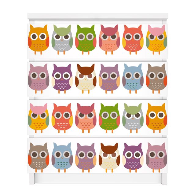 Carta adesiva per mobili IKEA - Malm Cassettiera 4xCassetti - no.EK147 Owl Parade Set II