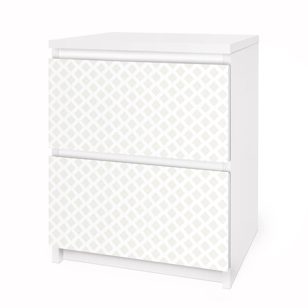 Carta adesiva per mobili IKEA Malm Cassettiera 2xCassetti - Diamond Lattice Light Beige