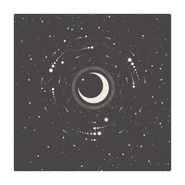 Tappetino di sughero - Luna in cerchio di stelle - Quadrato 1:1
