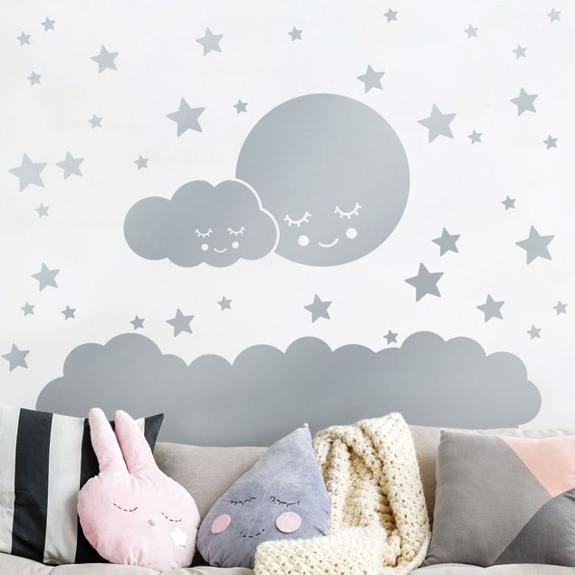 Adesivo murale - Luna nuvole e le stelle