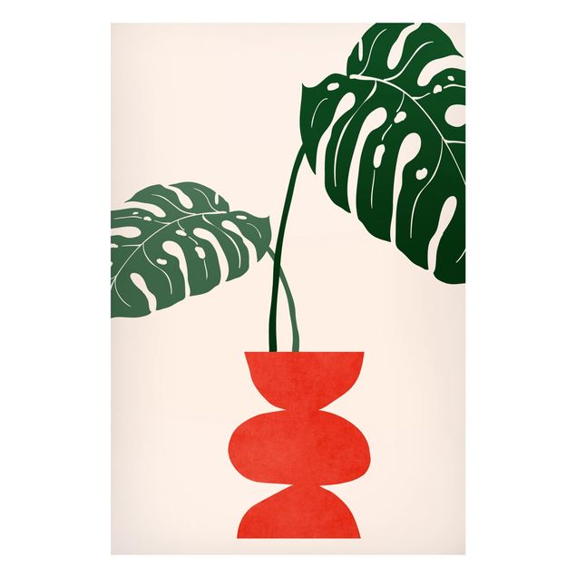 Lavagna magnetica - Monstera in vaso rosso - Formato verticale 2:3