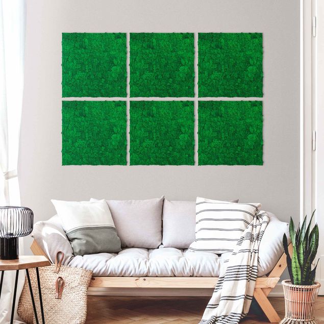 Pannelli fonoassorbenti Parete di muschio verde abete - 52x52 cm