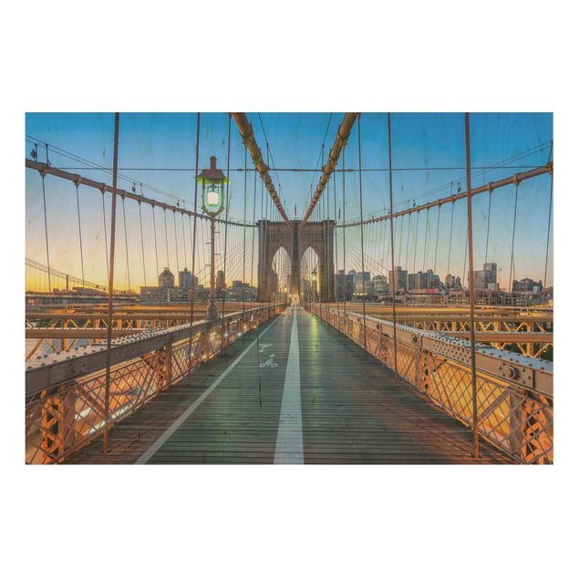Stampa su legno - Veduta mattutina dal ponte di Brooklyn