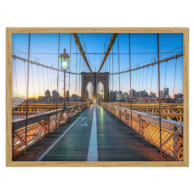 Poster con cornice - Al mattino vista del ponte di Brooklyn