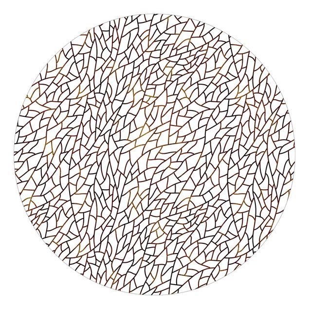 Carta da parati rotonda autoadesiva - Mosaico Linee modello marrone oro