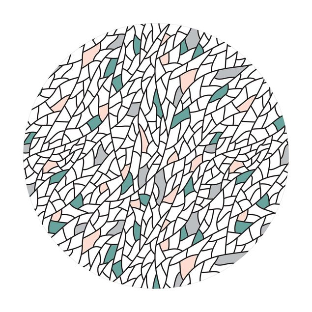Tappeto in vinile rotondo - Mosaico di linee in pastello