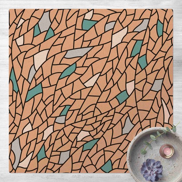 Tappeti bagno moderni Linee di mosaico a pastello