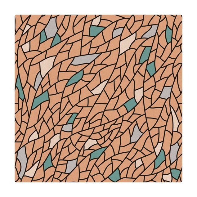 Tappetino di sughero - Mosaico di linee in pastello - Quadrato 1:1