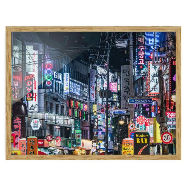 Poster con cornice - Vita notturna di Seoul.