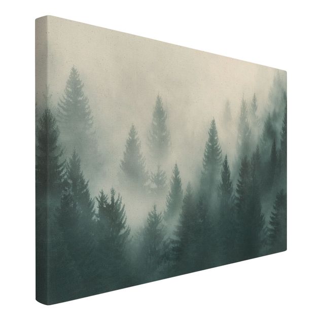 Stampa su tela - Foresta di conifere nella nebbia - Orizzontale 3:2