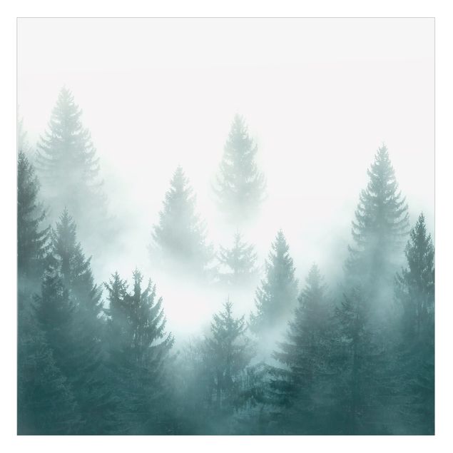 Decorazione per finestre - Bosco di conifere nella nebbia