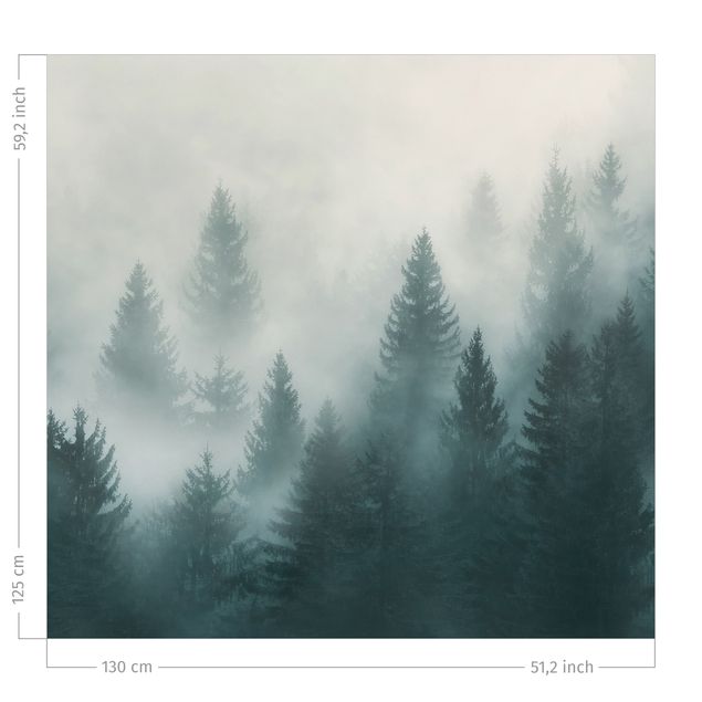 Tende oscuranti Bosco di conifere nella nebbia