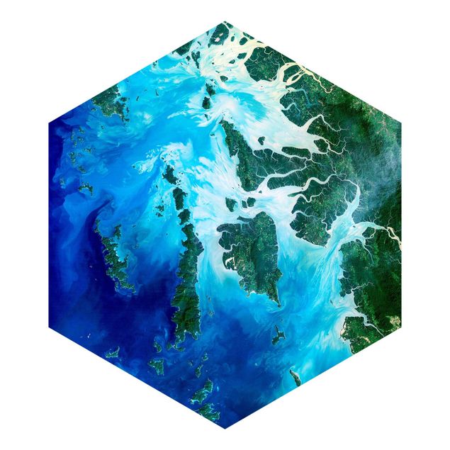 Carta da parati esagonale adesiva con disegni - Foto NASA arcipelago nel Sud-est asiatico