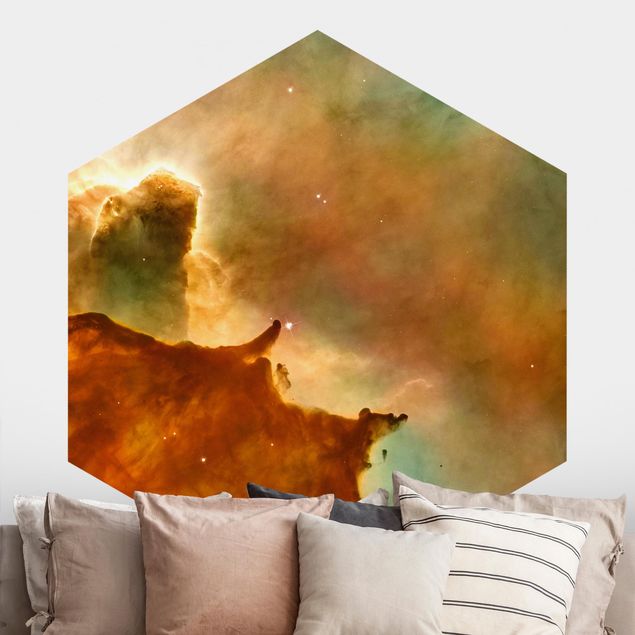 Carta da parati esagonale Immagine NASA Nebulosa spaziale arancione