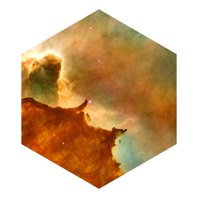 Carta da parati esagonale adesiva con disegni - Foto NASA nebulosa planetaria arancione