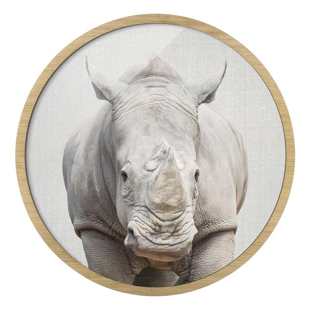 Quadro rotondo incorniciato - Rinoceronte Nora