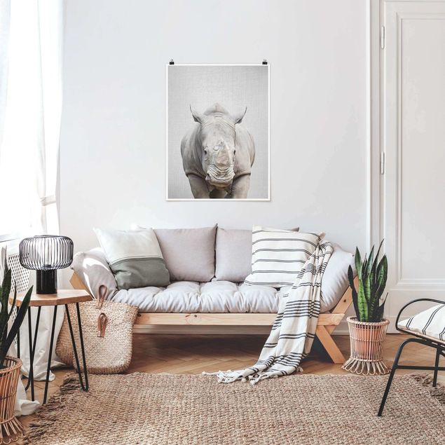 Poster cameretta bambini animali Rinoceronte Nora