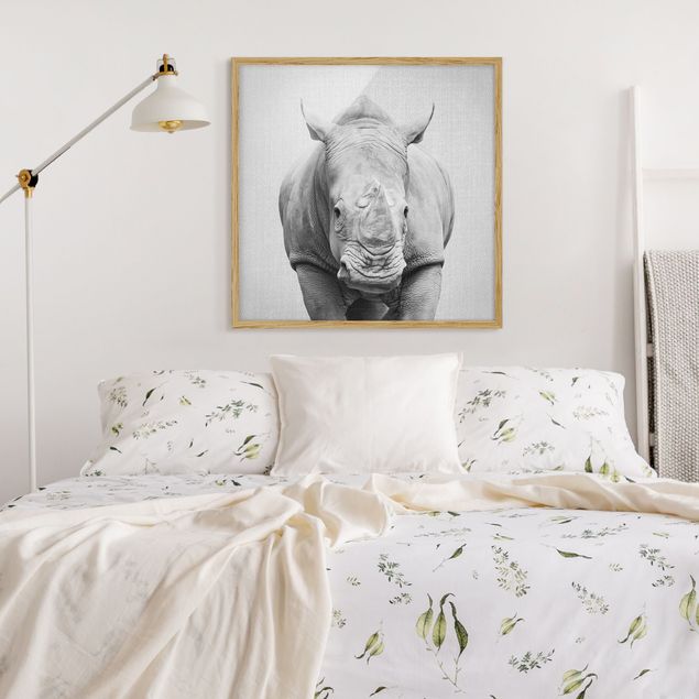 Riproduzioni di Gal Design Rinoceronte Nora Bianco e Nero