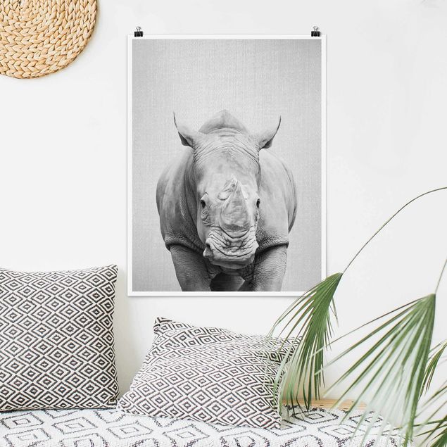 quadri con animali Rinoceronte Nora Bianco e Nero