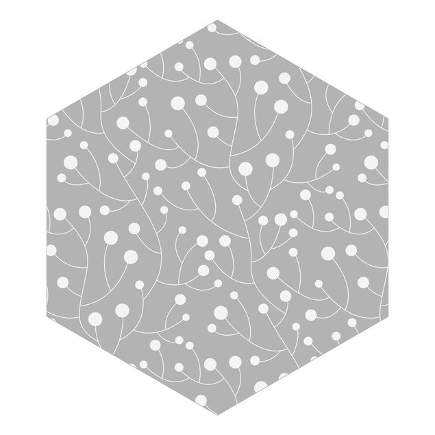 Carta da parati esagonale adesiva con disegni - Trama naturale di crescita con punti su grigio