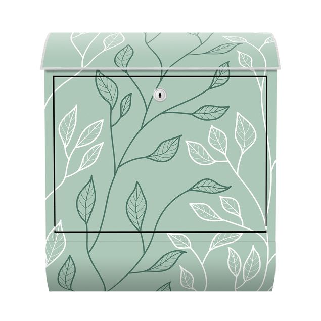 Cassetta postale - Trama naturale di rami con foglie