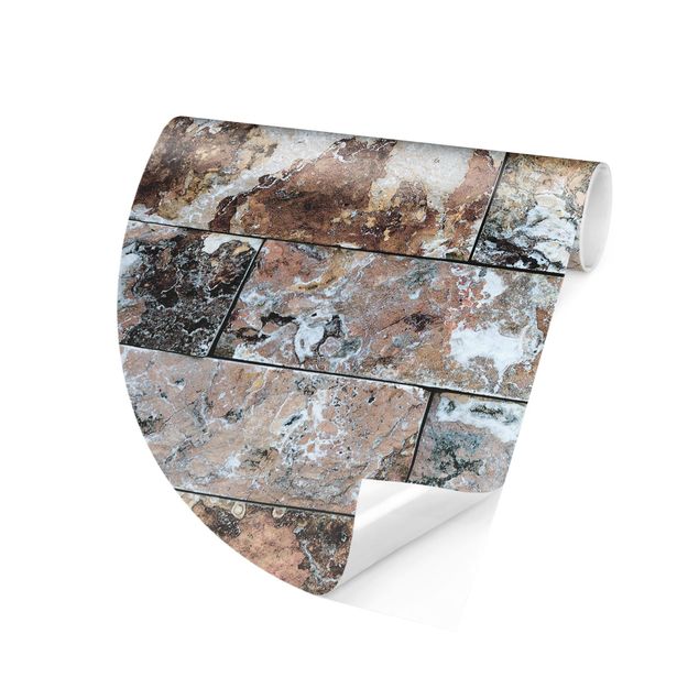 Carta da parati rotonda autoadesiva - marmo naturale muro di pietra