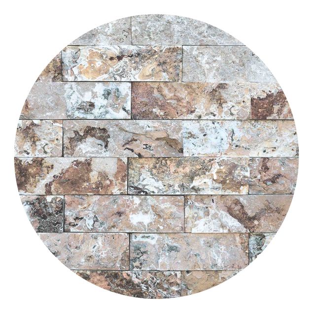 Carta da parati rotonda autoadesiva - marmo naturale muro di pietra