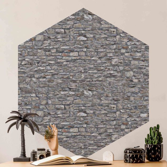 carta da parati per centri estetici Parati effetto pietra naturale - Vecchio muro di pietra