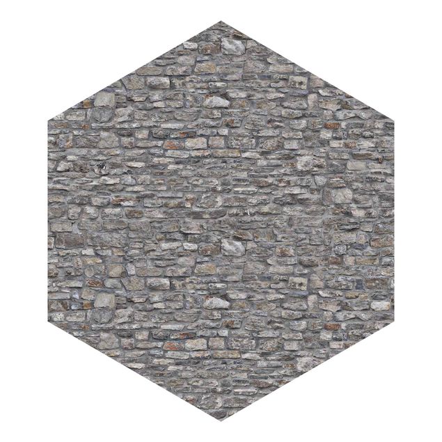 Fotomurale esagonale autoadesivo - Carta da parati muro antico di pietre