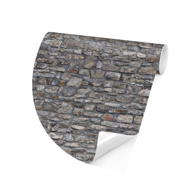 Carta da parati rotonda Parati effetto pietra naturale - Vecchio muro di pietra