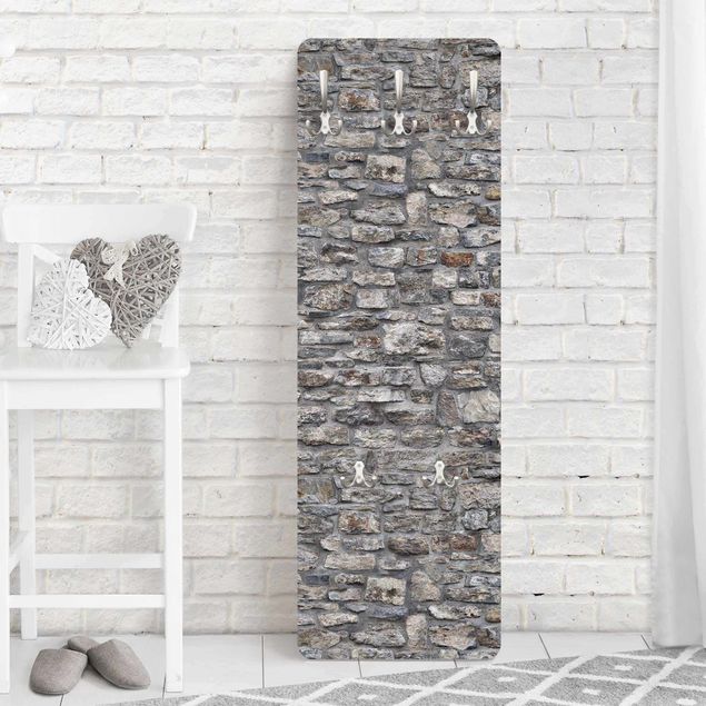 Garderobe Landhausstil Grau Parati effetto pietra naturale - Vecchio muro di pietra
