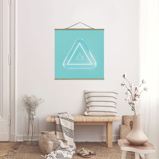 Foto su tessuto da parete con bastone - Triangolo neon con simbolo del giocatore - Quadrato 1:1