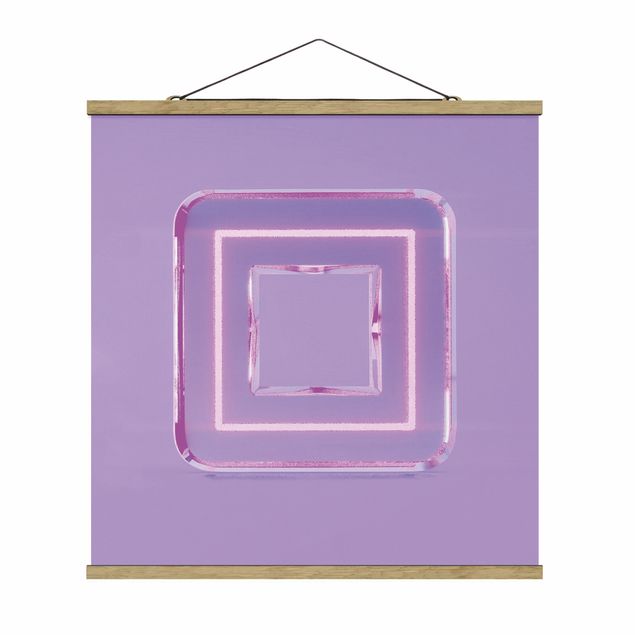Foto su tessuto da parete con bastone - Simbolo del giocatore quadrato al neon - Quadrato 1:1