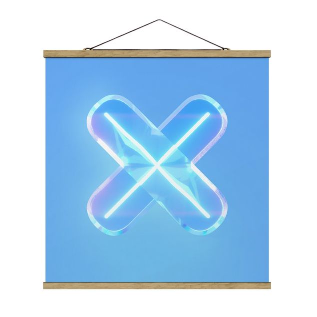 Foto su tessuto da parete con bastone - Simbolo del giocatore X al neon - Quadrato 1:1