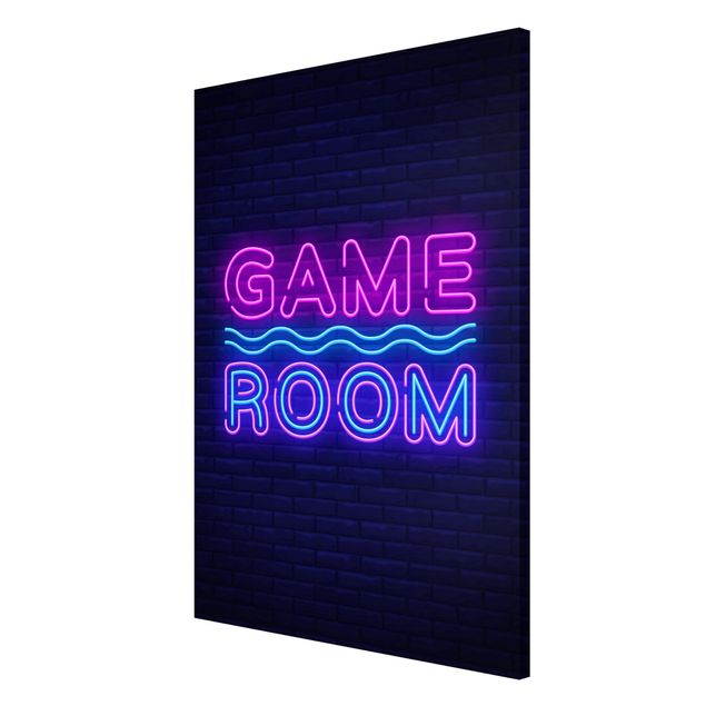 Lavagna magnetica - Scritta al neon Game Room - Formato verticale 2:3