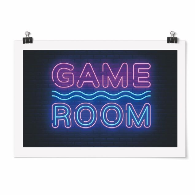 Poster riproduzione - Scritta al neon Game Room