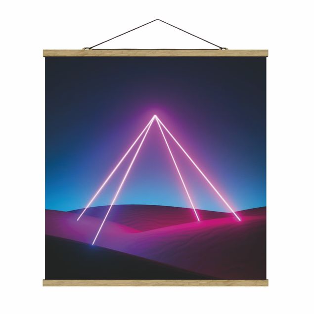 Foto su tessuto da parete con bastone - Piramide luminosa al neon - Quadrato 1:1