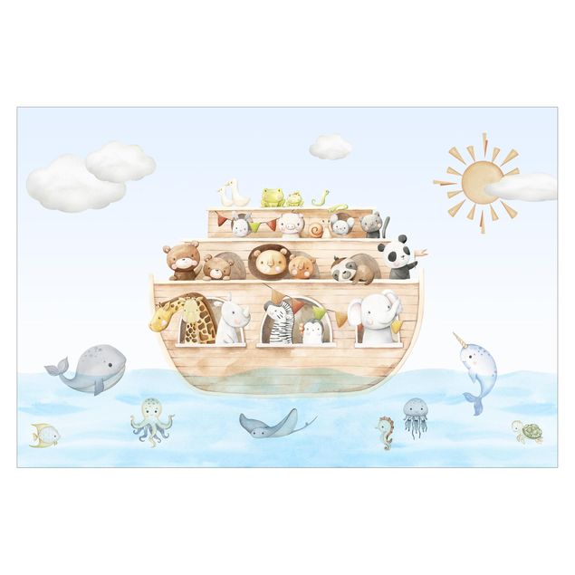 Carta da parati - Teneri cuccioli di animali sull'arca
